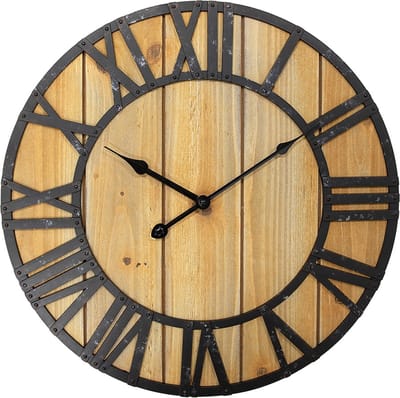 Clayre & Eef Wandklok Ø 46x5 cm Bruin MDF