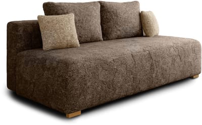 Slaapbank MOSS met bedfunctie en opbergruimte – Boucléstof – 200x90x100 cm – met rugkussens en stevig frame - Cappuccino (Arena 6 + Arena 2 kussens)