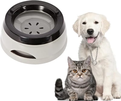Drinkbak - Waterbak voor huisdieren - Langzame doorstroming, anti-verstoppingskom met dubbele functie - Grote waterbak voor in de auto voor katten en honden - Grijs