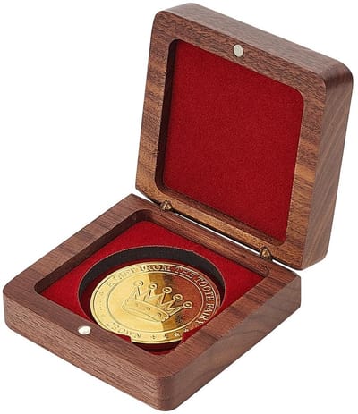 Dailygoods- Muntdoos met magneetsluiting - Houten opbergdoos - Donkerrode fluwelen voering - 40 mm - Creatieve accessoires - Kunstnijverheid.