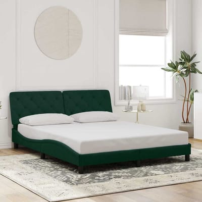 vidaXL - Bedframe - zonder - matras - 160x200 - cm - fluweel - donkergroen