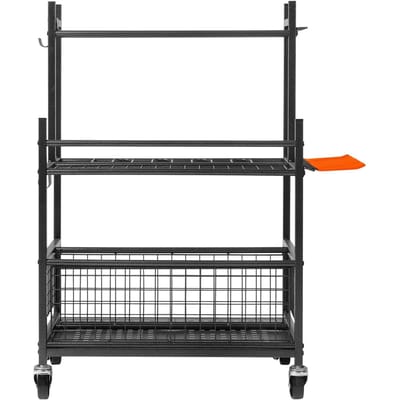 Organisateur d'outils de jardin, 16 emplacements avec crochets, Tour porte-outils de jardin avec roues pour l'organisation et le rangement du garage, Peut contenir des outils à long manche/râteau/balai,