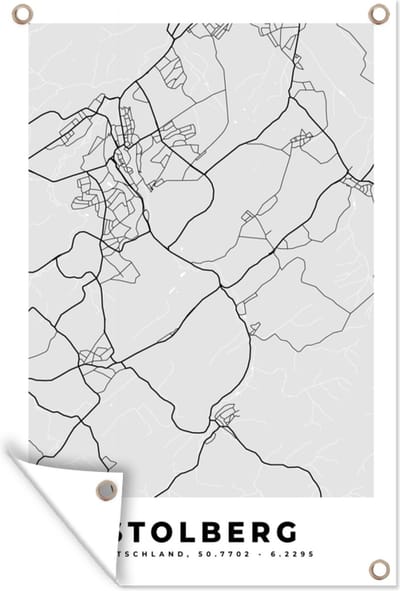 Muurdecoratie Stolberg - Duitsland - Stadskaart - Plattegrond - Kaart - 120x180 cm - Tuinposter - Tuindoek