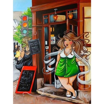Peinture diamant thème «femme de dessin animé», perceuse ronde complète 5D, à faire soi-même, broderie 3D, point de croix, décoration d'intérieur 20X30CM gray