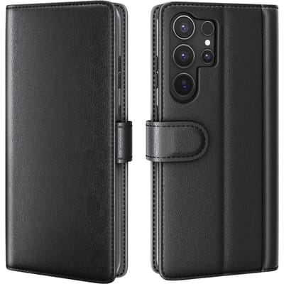 Amorus Samsung Galaxy S26 Ultra Luxe Lederen Bookcase Zwart