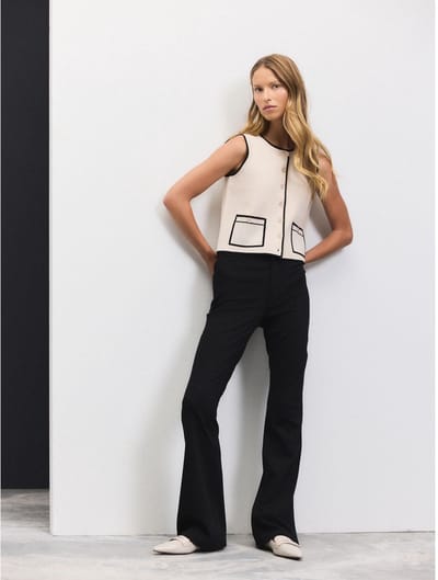 Next - Dames - Denim petite legging van jersey met flared pijpen - Petite - Zwart