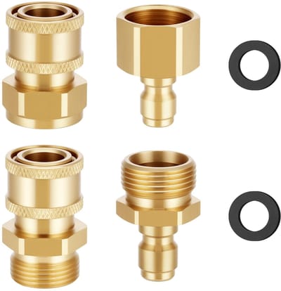 NTH products Hoge Druk Adapter Set - 4-delige set - Gemakkelijk te gebruiken - M22-14mm naar 1/4 Inch - Voor hogedrukreinigers - Maximaal 5000