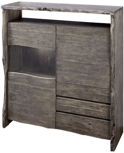 MASSIVMOEBEL24.DE acacia highboard grijs massief hout 131x45x147 cm (BxTxH) gelakt gemonteerd PURE ACACIA volledig massief #903
