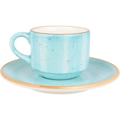 Bonna Aura Aqua - Espresso kopjes & schotel - 80 cc - Porselein - set van 6