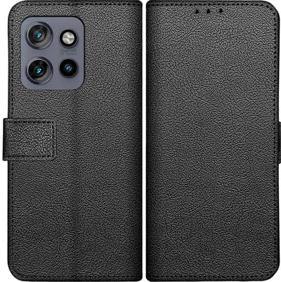 Cazy hoesje geschikt voor Motorola Edge 50 Neo Hoesje met Pasjeshouder - Bookcase Classic - Zwart