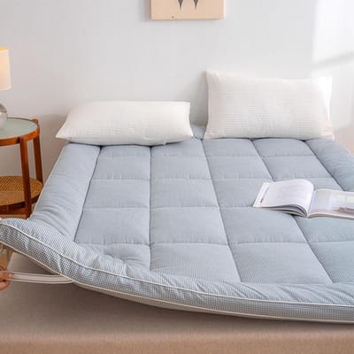 Japanse Futon Matras - Vloermatras Slaapmat - Comfortabel Slapen - Dubbel Antislipsysteem - King: 70x80 inch - Blauw