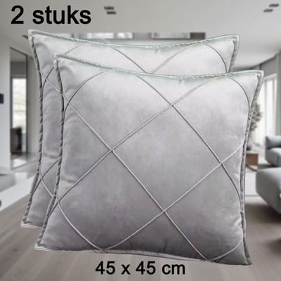 Allernieuwste.nl® Set van 2 Kussenhoezen Zilver Grijs - 45x45 cm - Moderne Decoratieve Hoes ##