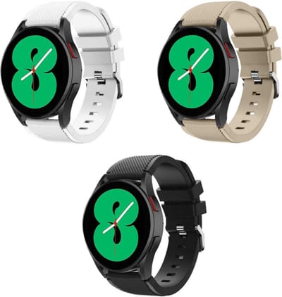 Strap-it Siliconen bandjes 3-pack zwart, beige & wit - comfortabel & duurzaam - duurzaam - geschikt voor Samsung Galaxy Watch 7 (40 & 44mm), Galaxy Watch 6 (Classic), Galaxy Watch 5 (Pro) & Galaxy Watch 4 (Classic/FE)