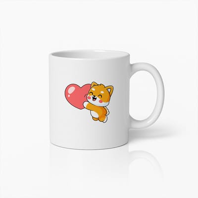 Schattige Shiba Inu met Hart Koffiemok – Leuke Hondenliefhebber Keramische Beker voor Valentijnsdag & Cadeaus