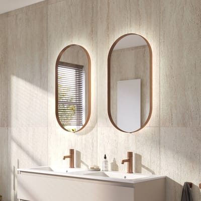 Ben Vita ovale spiegel met LED verlichting en anti-condens 40x80 cm Geborsteld Koper