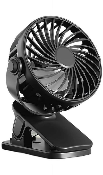 Draagbare mini-ventilator met clip – 4-in-1 USB-bureauventilator met nachtlampje, wandmontage en draagbare functies, luchtcirculatie, geschikt voor studentenkamers, slaapkamers en kantoren (zwart)