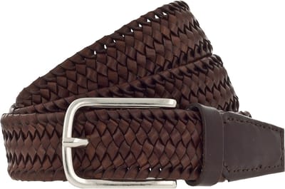 Vanzetti Leren Riem Braided Men's Belt 35 mm W115 Dark Brown Donkerbruin