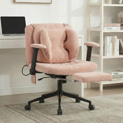 KOMHTOM Gamestoel - Ergonomische Bureaustoel met Voetsteun - Verstelbare Armleuningen - Draagvermogen 150 kg - Zwenkwielen - Roze