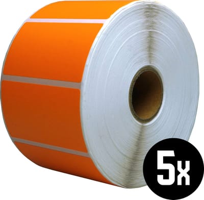 DULA Compatible Zebra Labels 57x32mm - 1500 etiketten per rol - kern 25mm - Oranje - Permanent - 5 r