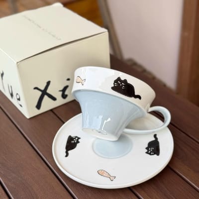 Tasse à café et soucoupe chiot mignon en céramique sous glaçure peinte à la main Tasse à café pour latte art Tasse à café Tasse cadeau pour le thé de l'après-midi 250ml