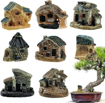 Miniatuur Tuin Landschap Set met 8 Stukken, Sieraden voor Feeëntuinen, Tuinstenen en Huis Ornamenten voor Creatieve Projecten voor Kinderen