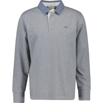 Gant Trui Uni Color Chambray Heavy Rugger Twill Collar Grijs Melange / male