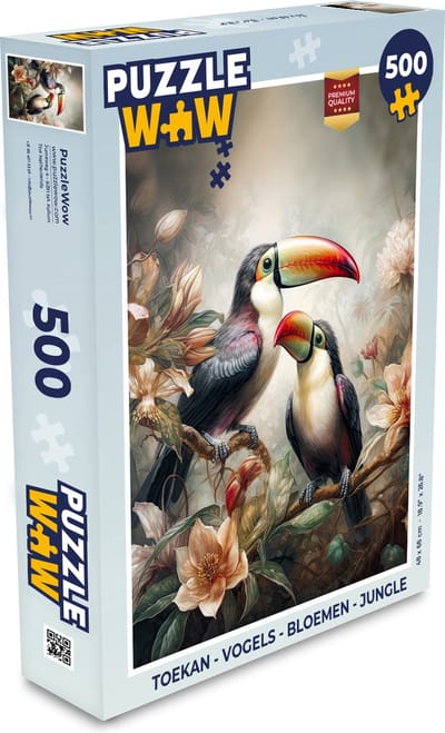 Puzzel Toekan - Vogels - Bloemen - Jungle - Legpuzzel - Puzzel 500 stukjes