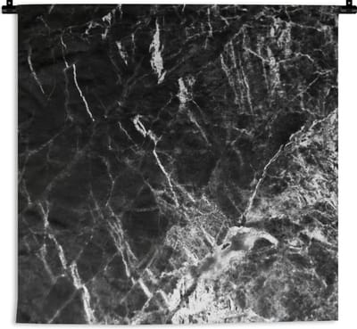 Wandkleed - Wanddoek - Marmer - Zwart - Wit - Klassiek - 60x60 cm - Wandtapijt