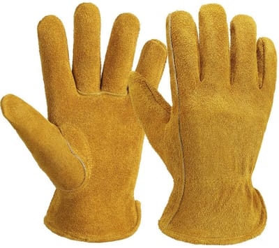 Goudgele XL Korte Imkerhandschoenen van Runderleer - Duurzaam & Slijtvast - Geschikt voor Tuinieren, Bouw, Vrachtwagenchauffeur & Imkeren 25*13cm-Belle's product