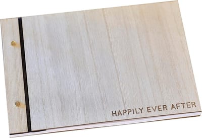 Happily Ever After Houten Huwelijksgastenboek - 32 blanco pagina's neutrall.