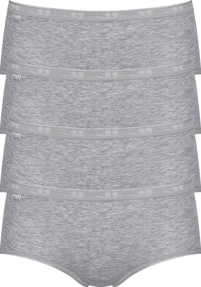 Sloggi - Maat 38 - Basic+ Dames Midi slip - 4-pack - Lichtgrijs
