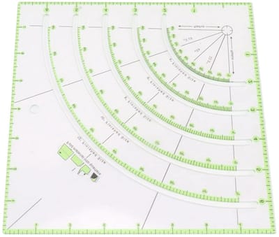 Quiltliniaal Acryl - Naaigereedschap Cirkelsnijder - Nauwkeurig Naaien - Helder Groene Markeringen - 8 Inch - Helder