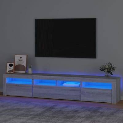 Tv-meubel met LED - Mediameubel Kast - Entertainment Ruimte Inrichten - RGB Verlichting Instelbaar - 210x35x40 cm - Grijs Sonoma