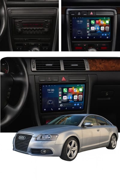 ADIVOX 9 inch geschikt voor Audi A6/S6/C6/RS6 1999-2006 Android 14 2GB/32GB Quad Core CarPlay/Auto/WiF/GPS/RDS/DSP/DAB+
