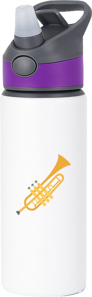 Hacebo® - Trompet waterfles met rietje paars - Muziek - trompettist - Instrument - blaasinstrument - muzikanten - water fles - 650ML