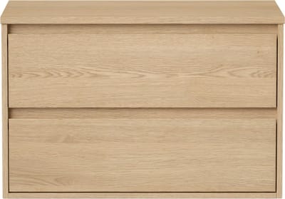 Vente-unique Meubel voor onder hangwastafel met plank - Eikenfineer - 80 cm - MILIPAM