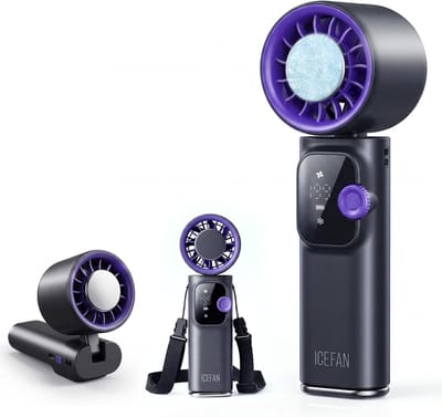 VHV - Handventilator - Turbo fan met aluminium koelplaat - 1-199 standen en LED display - Voor reizen en buiten
