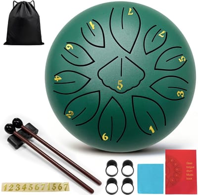 Dailygoods- Regentrommel 11/8 Noten - Stalen Tong - Draagbaar Muziekinstrument - Compact 15 cm - Geschikt voor Kinderen/Beginner - Ondersteunt Ontwikkeling - Tongdrum