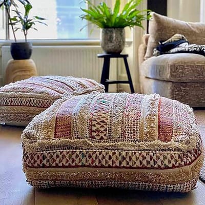 Life ART, overtrek voor vloerkussen, 60 x 20 cm, vierkant kussen van bedrukt katoen, hoes voor meditatiekussen, decoratieve poef, boho, chic, yogastijl, bedrukt katoen