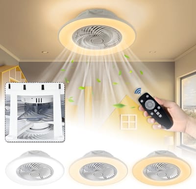 Froadp 90W plafondventilator afstandsbediening LED licht acryl dimbaar 8 ventilatorbladen Dimbare moderne ventilatorlamp ventilatorplafondlamp 56x18cm