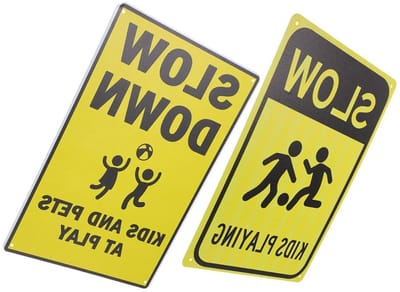 Verkeersborden - Waarschuwingsbord Kinderen - Verkeersveiligheid Verbeteren - Stevige Materialen - 30 x 20 cm - Geel