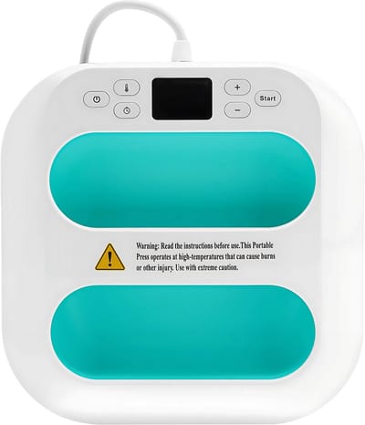 Draagbare Warmtepers - 23x23cm - Hittepers - Transferspers - Voor T-shirts, Tassen, Hoeden & Maskers - Instelbaar tot 401℉ met Geheugenfunctie - ABS Behuizing