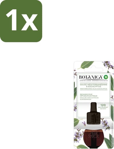 1 x Air Wick – Navulling – Botanica Mediterrane Salie & Eucalyptus – 19 ml - Natuurlijke Geur - Salie En Eucalyptus - Luchtverfrissers - Aromatische Navulling - Essentiële Oliën