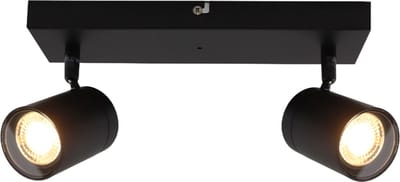 Olucia - CIARA - Plafondlamp - Zwart - 2L - Geschikt voor Badkamer - Vorm: Rechthoek