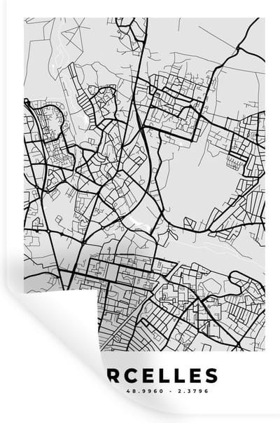 Muurstickers - Sticker Folie - Plattegrond - Sarcelles - Stadskaart - Kaart - Frankrijk - 20x30 cm - Plakfolie - Muurstickers Kinderkamer - Zelfklevend Behang - Zelfklevend behangpapier - Stickerfolie