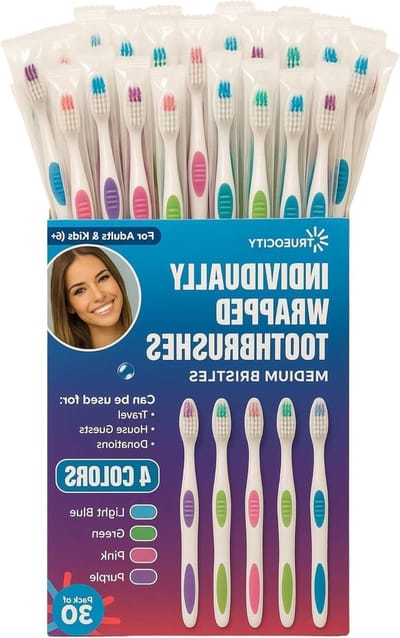 Reis Tandenborstels - Wegwerp Borstels - Hygiënisch Poetsen - Individueel Verpakt - 30 Stuks - Multicolor