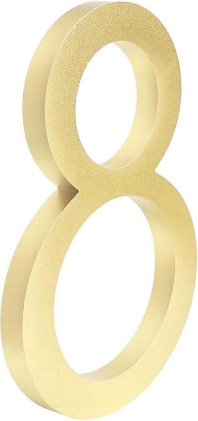Gouden huisnummer 8 - 10 cm hoog - Aluminium - Goud Modern Huisnummer - Goud Huisnummer - Huisnummer Gold - Gratis verzending - 100mm hoog