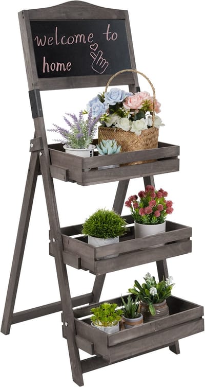 unho stoepkrijtbord - Vrijstaand reclamebord - Opbergrek met 3 planken - Reclame voor in de tuin