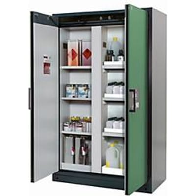 Veiligheidskast type 90 asecos Q-CLASSIC-90, scharnierende deuren, reseda groen front, B 1193 x D 615 x H 1953 mm