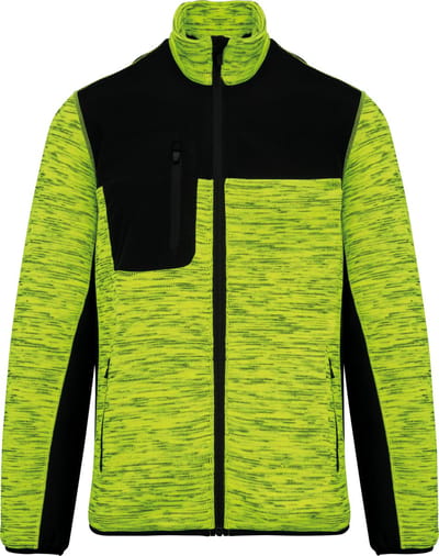 WK. Designed To Work Gerecycled herenjasje in polytricot WK9108 - Fluorescent Yellow Melange / Black - 3XL